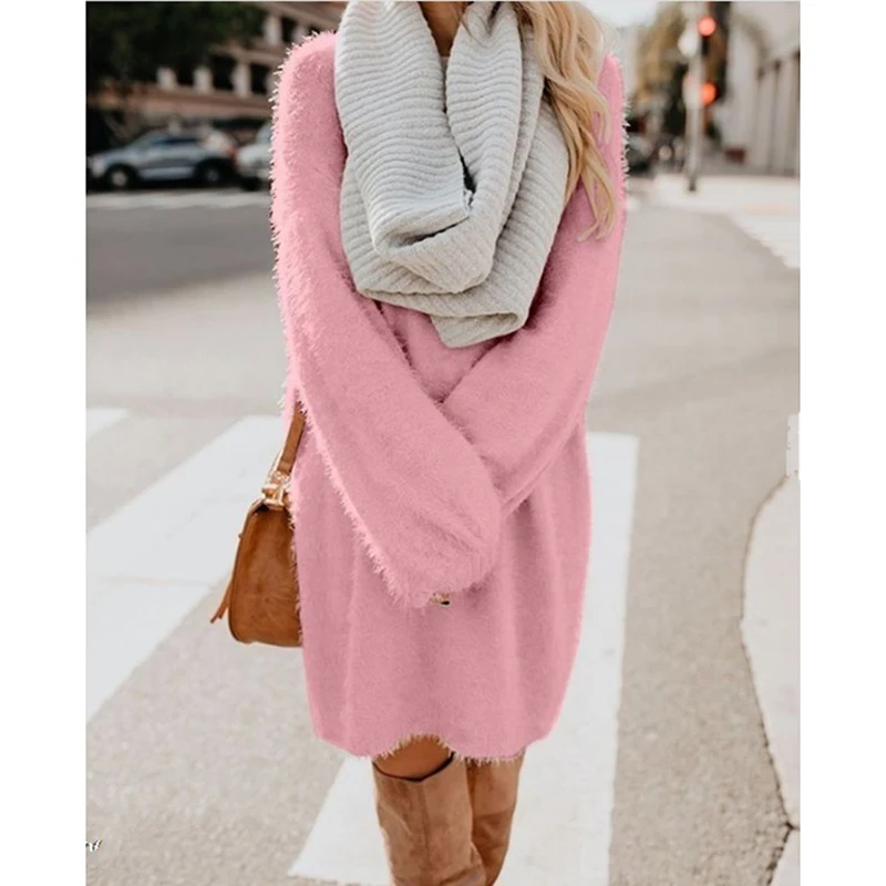 Robe pull femme hiver зимнее платье для женщин с длинным рукавом осенний свитер Мини