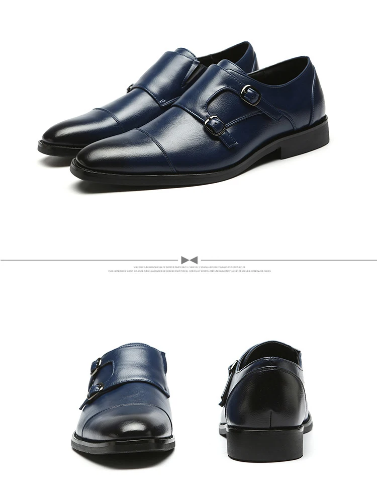 Г. Кожаная мужская официальная обувь с ремнем и пряжкой, с острым носком, для свадьбы, Высококачественная Мужская модельная обувь деловые туфли вечерние повседневные кожаные туфли