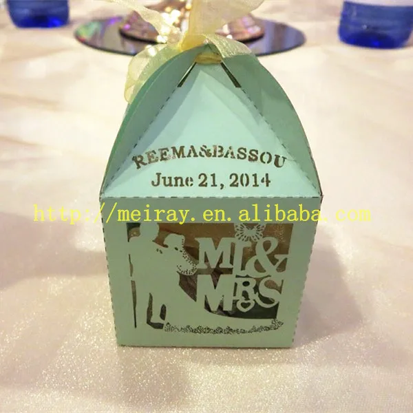 candy gift boxes,laser cut bridal shower party favors,mint green favor boxes,wedding box bride groom