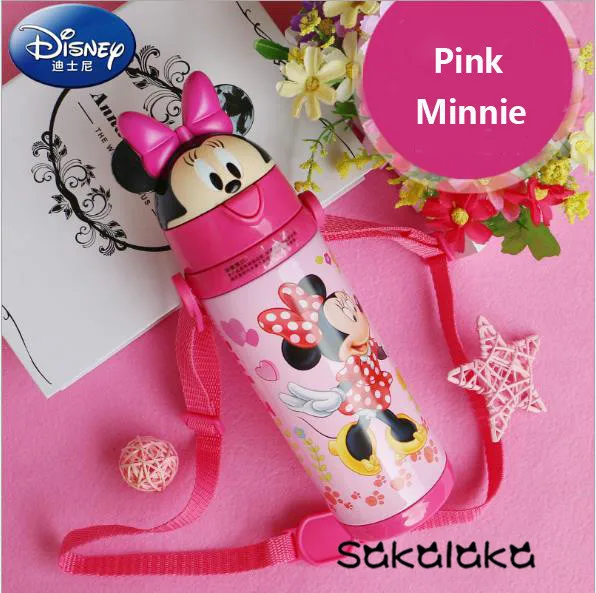 Minnie Pink 450 мл Дисней Микки Минни из нержавеющей стали герметичная Изолированная детская бутылка для напитков Тип - Цвет: Minnie Pink
