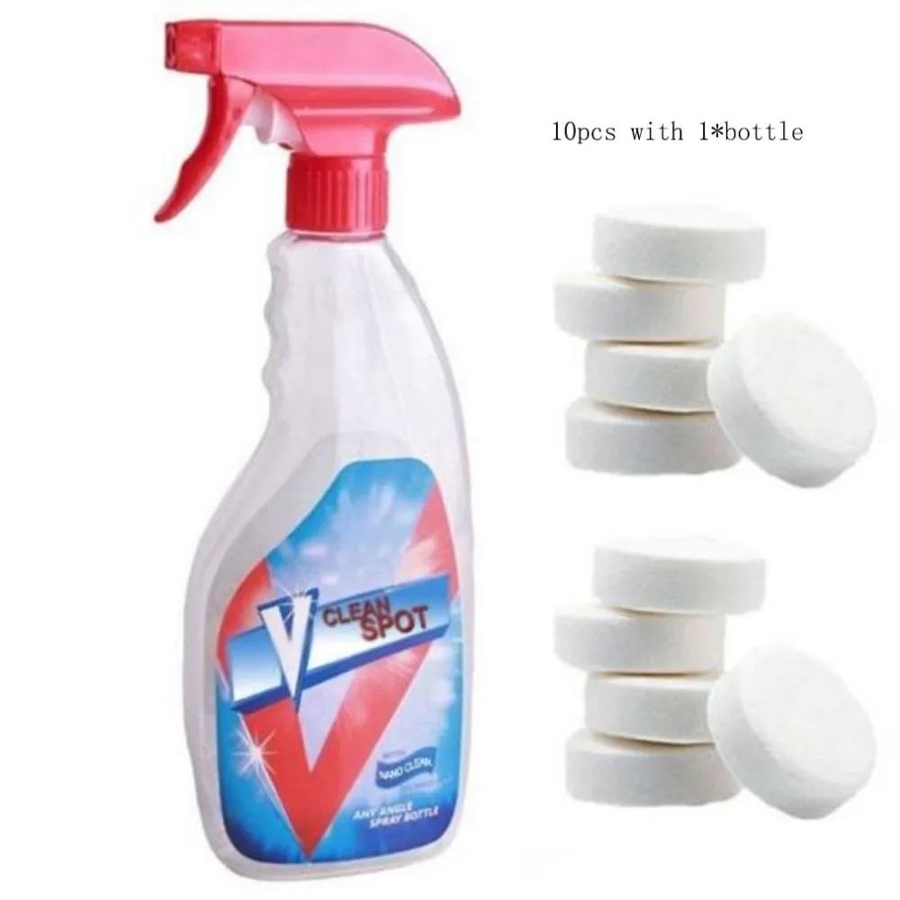 1bottle with 10pcs Умный уборщик Многофункциональный шипучих спрей-Очиститель Многоцелевой Главная Кухня очистки шипучих спрей-очиститель - Цвет: 1bottle with 10pcs