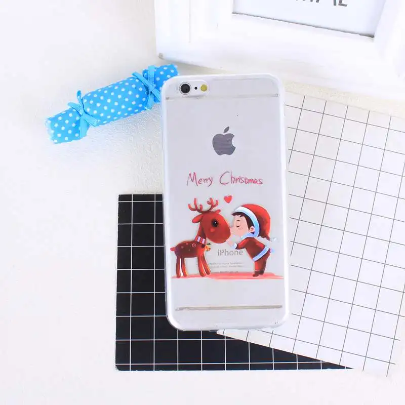 Чехол с рождественским подарком для Iphone 6 6S 7 PLus 5 5S SE мягкие тонкие чехлы телефонов
