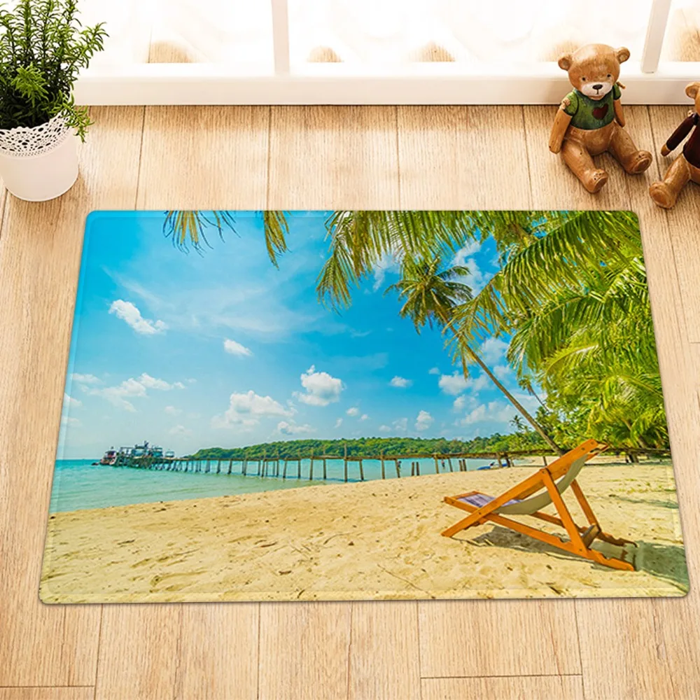 Солнечный свет на море пляжное кресло кокосовое дерево занавеска для душа