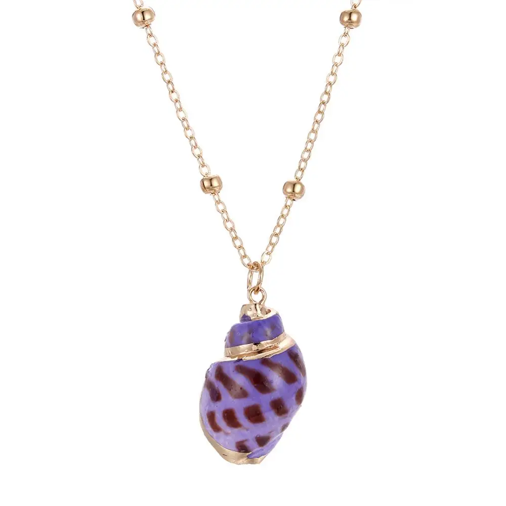 beautiful purple Модный богемный кулон в виде ракушки, ожерелье, натуральное золото, каури, цепочка для женщин, друг, морская раковина, уникальный подарок, ожерелье, ювелирное изделие - Окраска металла: beautiful purple