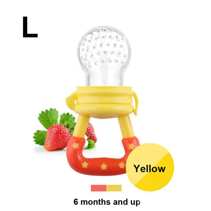 1pc Yellow L 1 шт. детская Силиконовая пустышка свежий Еда приспособление с сеточкой для кормления детей Feeder дети ниппельная кормушка смешные, которые кусают сосок, Прорезыватель для зубов, удобные дозаторы Chupeta(не содержит бис-фенол а - Цвет: 1pc Yellow L