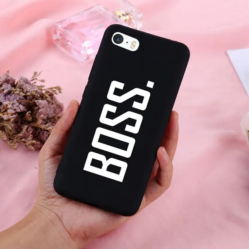 black-066 Чехол для телефона с буквами queen& Boss для iPhone 4, 4S, 5, 5S, SE, Ультра мягкий силиконовый чехол для iPhone X, XS, Max, XR, 6 S, 7, 8 Plus, 11 Pro - Цвет: black-066