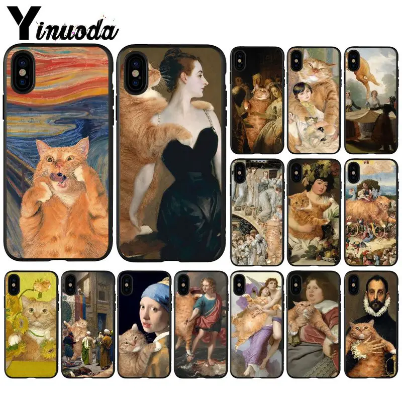 Yinuoda Известный рисунок Оранжевый кот Мягкий Силиконовый ТПУ чехол для телефона