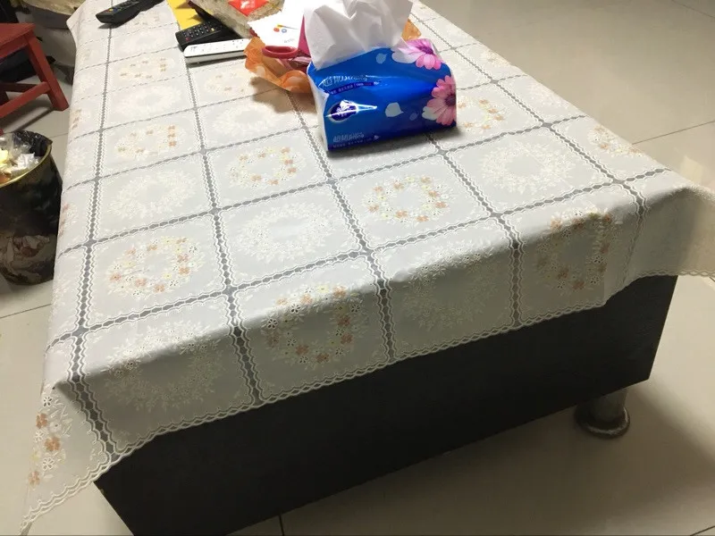 010 белый натуральный дешевые 136x290 см ПВХ скатерть чайная чашка коврик покрытие стола Табл е Runner вода Масло Доказательство обеденный