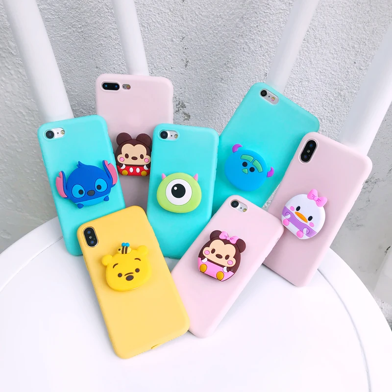 Для samsung A6 A7 A8 A9 J4 J6 плюс м A10 30 40 50 70 80 чехол Стич Минни кольцо ручка мягкий чехол для iPhone 7 8 плюс Xs XR MAX