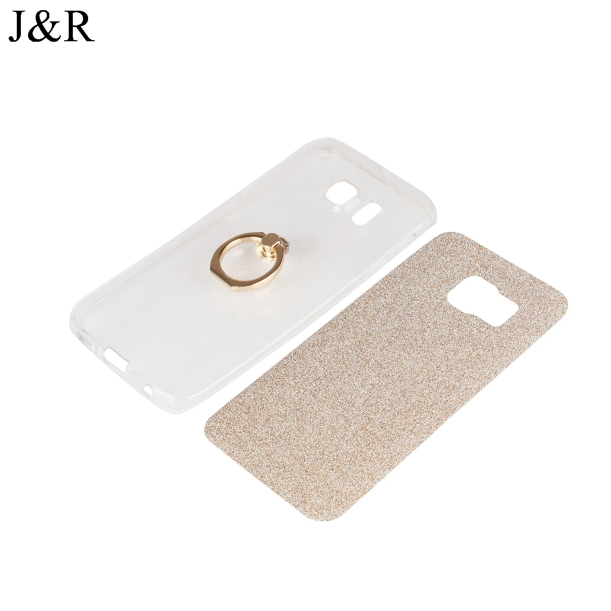 J&ampR Bling Case for Samsung Galaxy S6 Edge G925F G925 TPU Cover S6Edge G925H Sparkle Gilter Protect Back Shell With Finger Ring |
