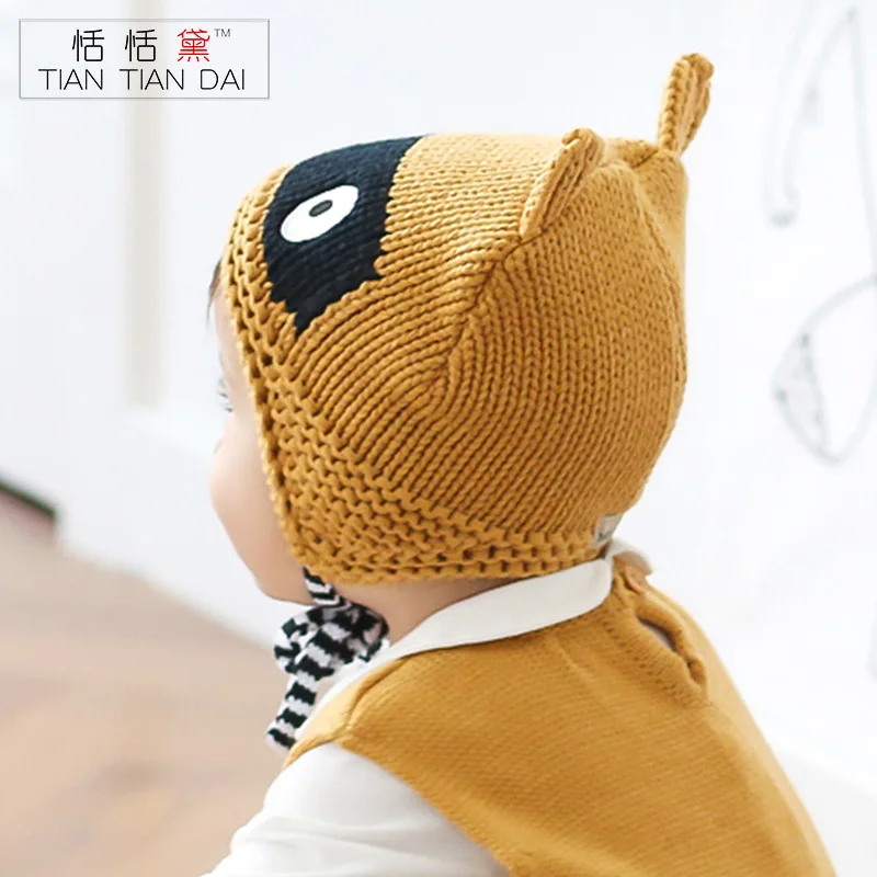 Зима Осень Корейский Стиль Ребенка Шляпу Крючком Вязаные Шапки Робот Черные