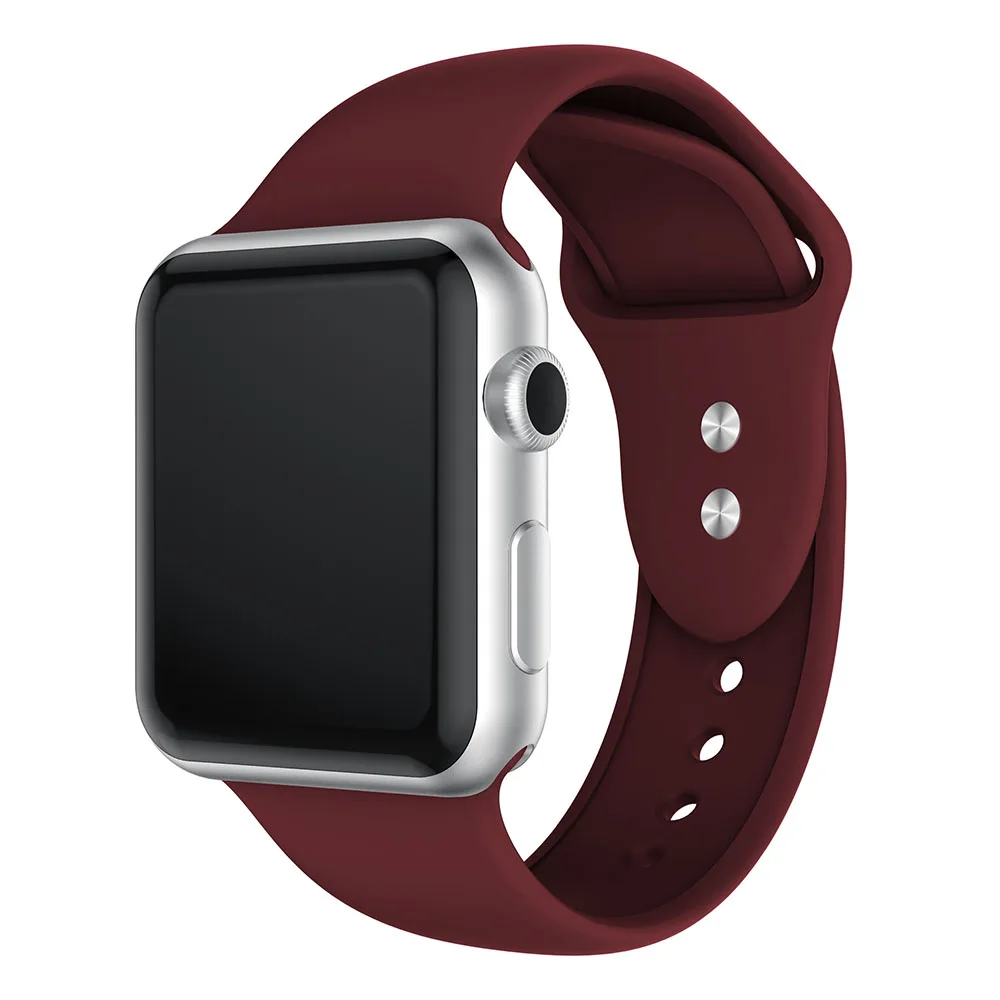 Спортивный ремешок для Apple Watch Band 38 мм 40 мм 42 мм 44 мм с двойной пряжкой резиновый силиконовый ремешок IWatch для Apple Watch Series 4 3 2 1 - Цвет ремешка: Red wine