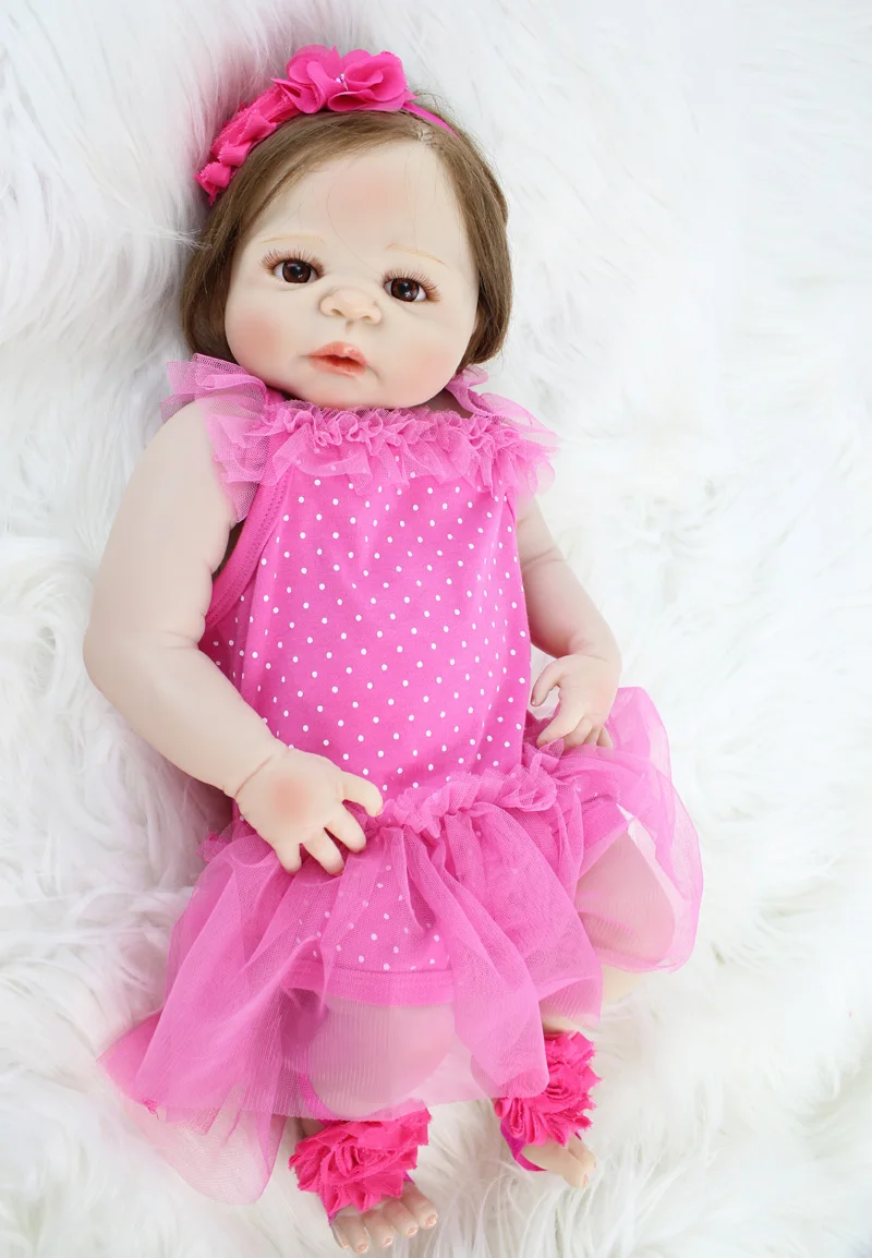 

55cm Full Silicone Baby-Reborn Doll Toy Vinyl Newborn Princess Toddler Babies Girl Bonecas Like Alive Bebe Play House Bathe Toy