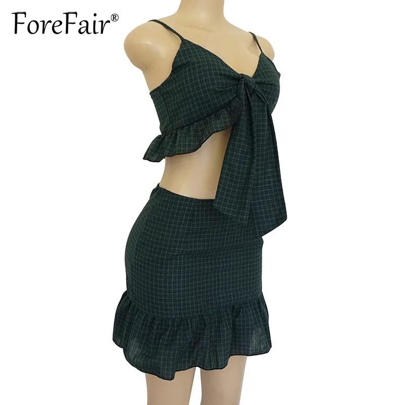 Forefair клетчатые костюмы с юбкой комплекты из 2 предметов женская одежда