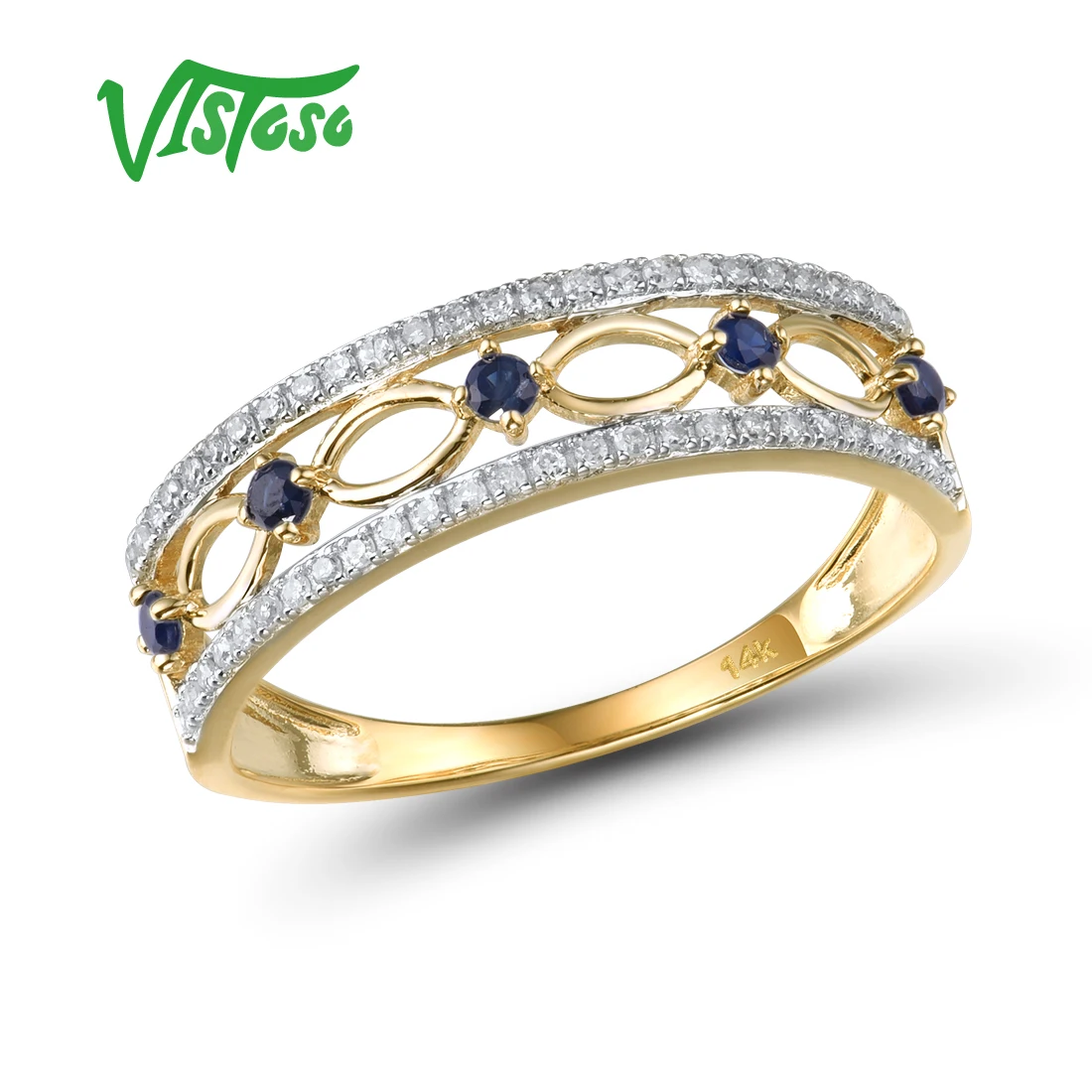 VISTOSO 14 K кольца из желтого золота для женщин подлинные сверкающие бриллианты