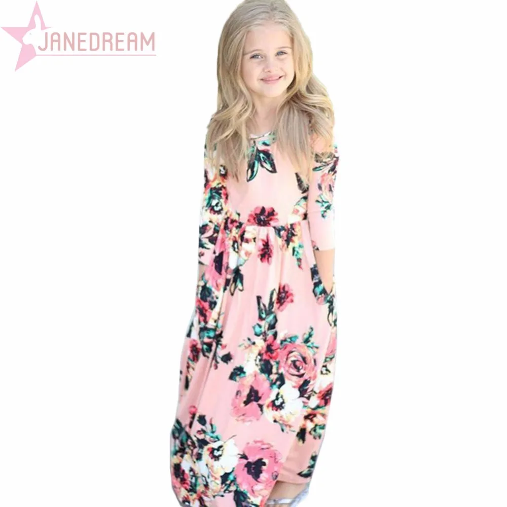 New Summer Long Dress Fashion Trend Bohemian for Girls Beach Tunic Floral Autumn Maxi Dresses Kids Party Princess #271492 | Детская