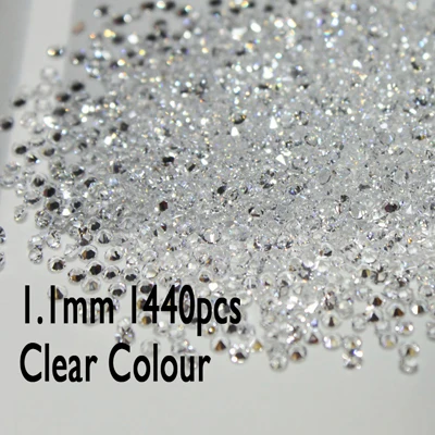 1.1mm 1440pcs Clear Новые все размеры 1440 шт Кристалл шатон дизайн ногтей Стразы микро Маникюр украшения крошечные мини стразы стекло - Цвет: 1.1mm 1440pcs Clear