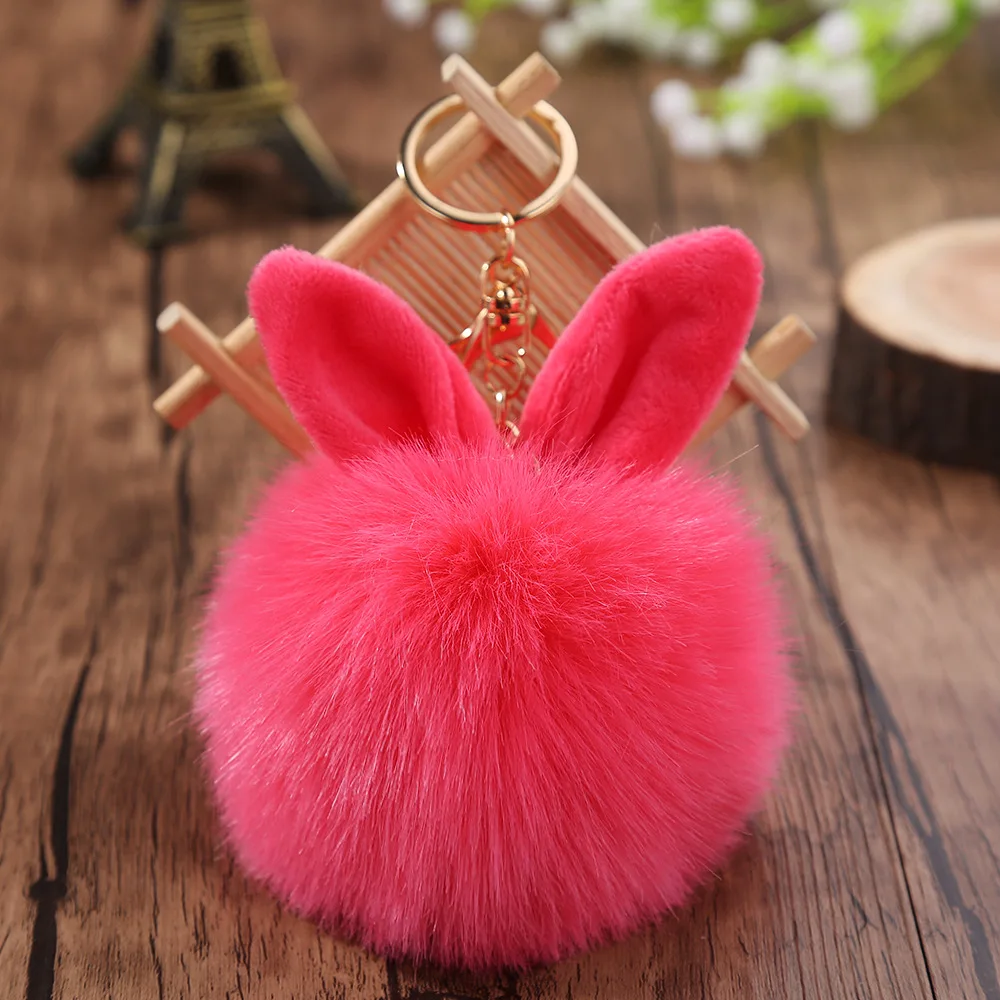 Милый кролик помпон брелок 100% настоящий кроличий мех мяч для женщины девушки