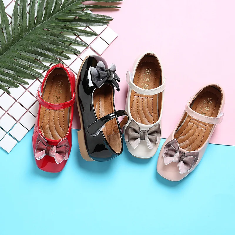 Демисезонные новые туфли принцессы для маленьких девочек детские кожаные