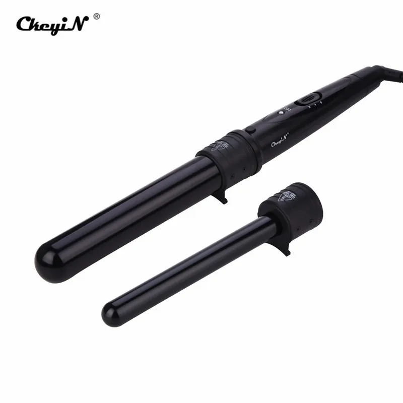 

CkeyiN 2 in1 Professional curlers conical curling iron single tube ceramic glaze pear flower cone electric hair curly hair 45