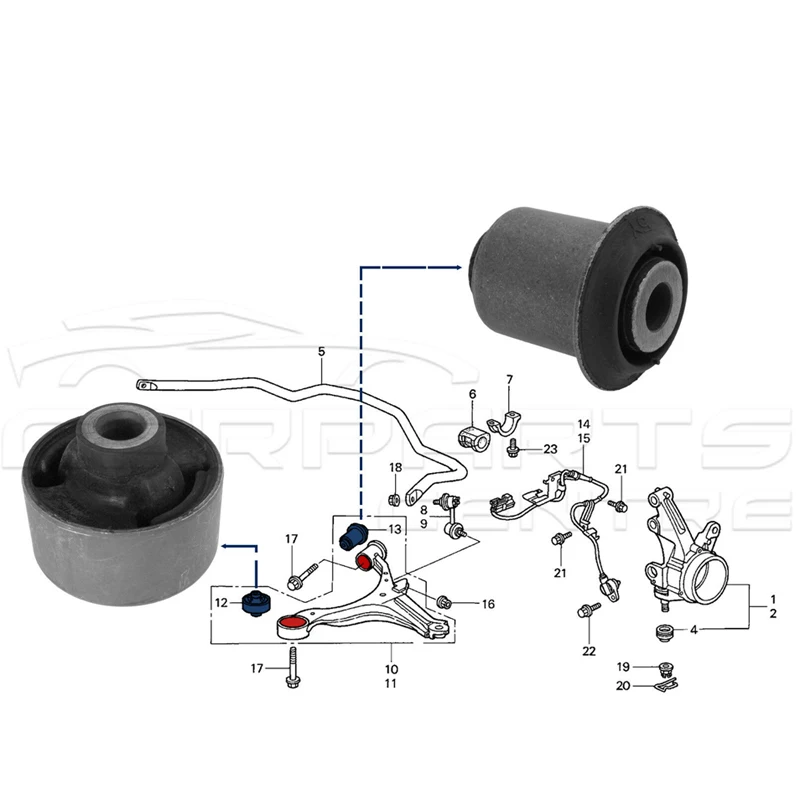 1 комплект 51391-SCV-A03 905-752,51391-S5A-024, 51392-S5A-004 513 подходит для Acura/Honda передний нижний рычаг управления Bushing91S6M005