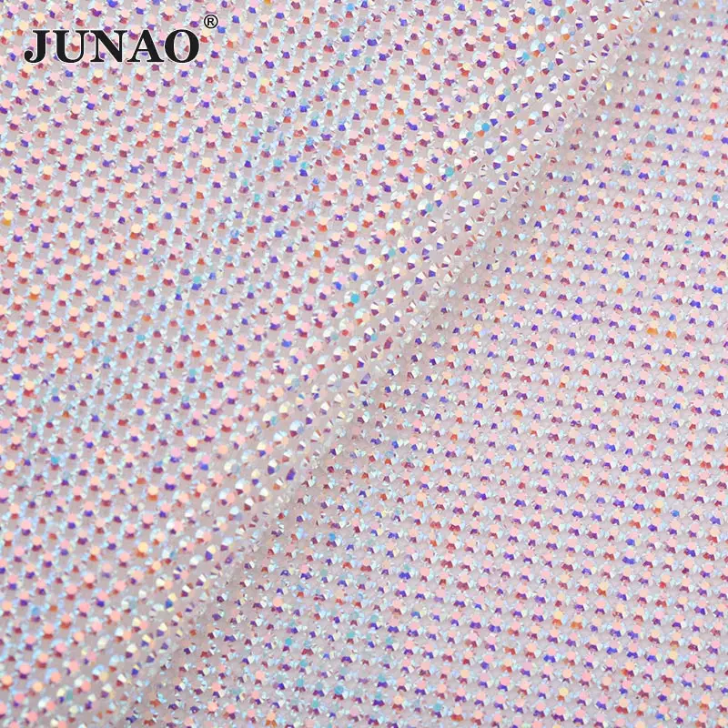 JUNAO 24x40 см 10 цветов самоклеющиеся Хрустальные ленты AB Стразы отделка стекло бусины аппликация скрапбук одежда со стразами кристаллами - Цвет: White AB
