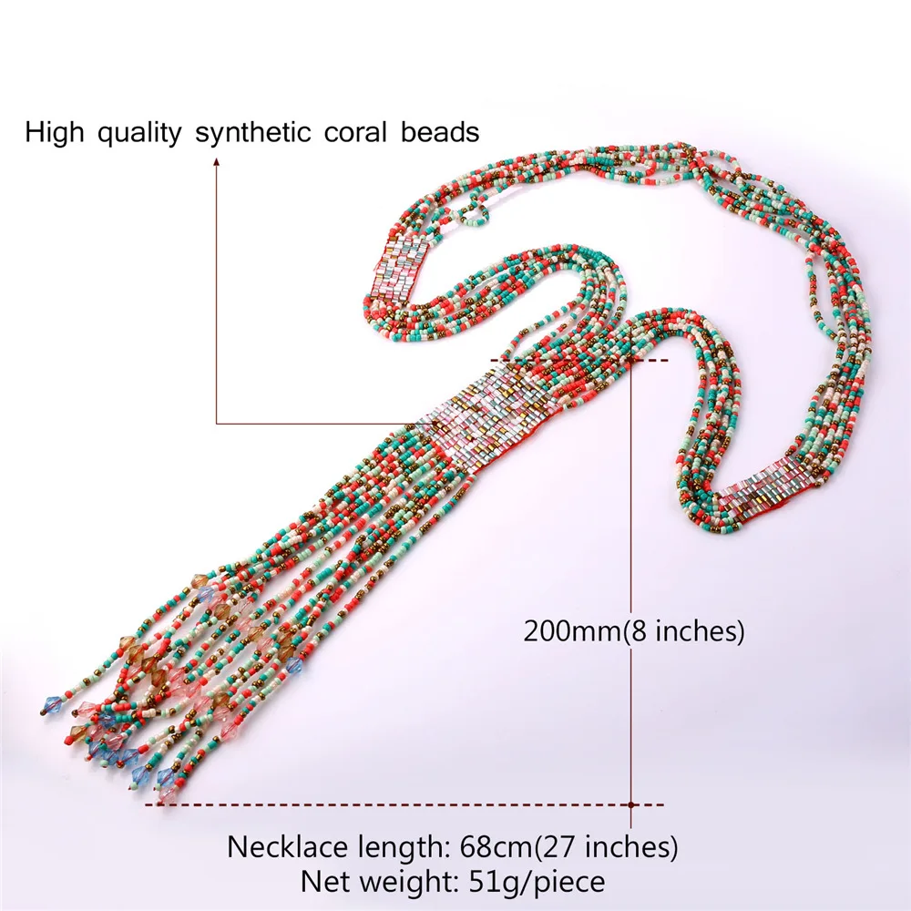 U7 Коралловые Бусина Ожерелье Массивное Для Женщин Бохо Летние Украшения