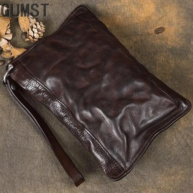 Длинные кошельки GUMST для мужчин винтажный роскошный мужской клатч из натуральной