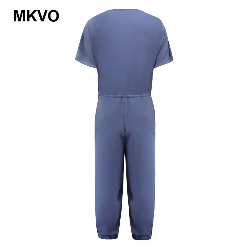 2019 весенние модные женские v-образный Вырез Свободный комбинезон вечерние