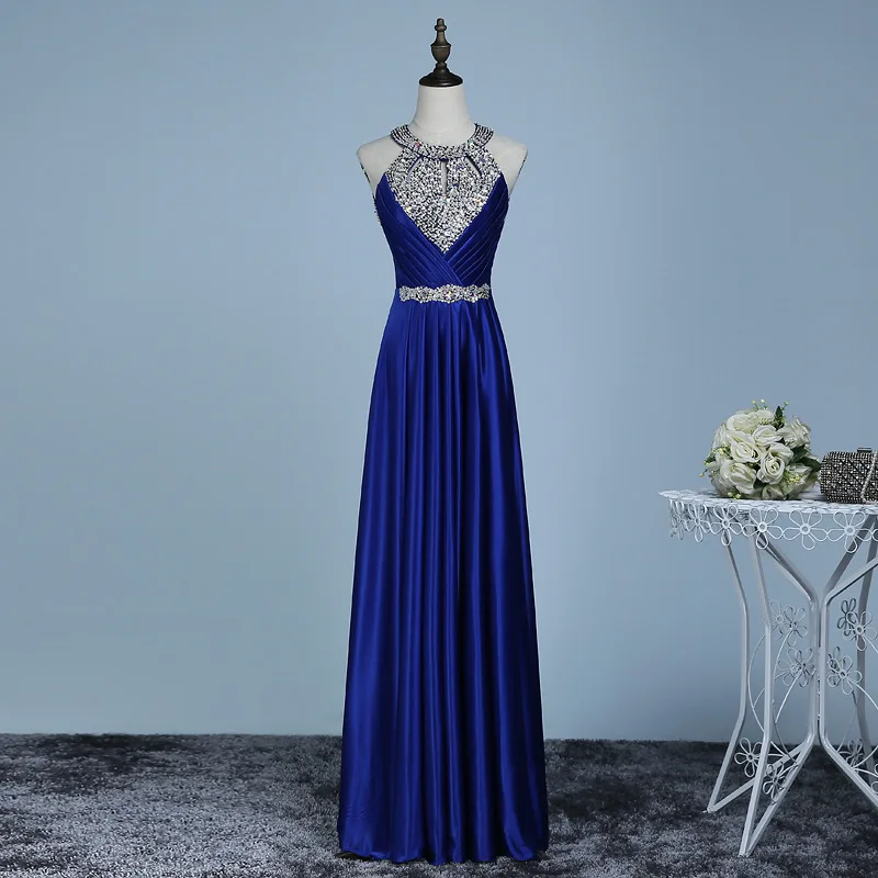 Royal Blue Великолепные ярко-розовые женские вечерние платья, Длинные вечерние платья, блестящее эластичное сатиновое ТРАПЕЦИЕВИДНОЕ светоотражающее платье - Цвет: Royal Blue