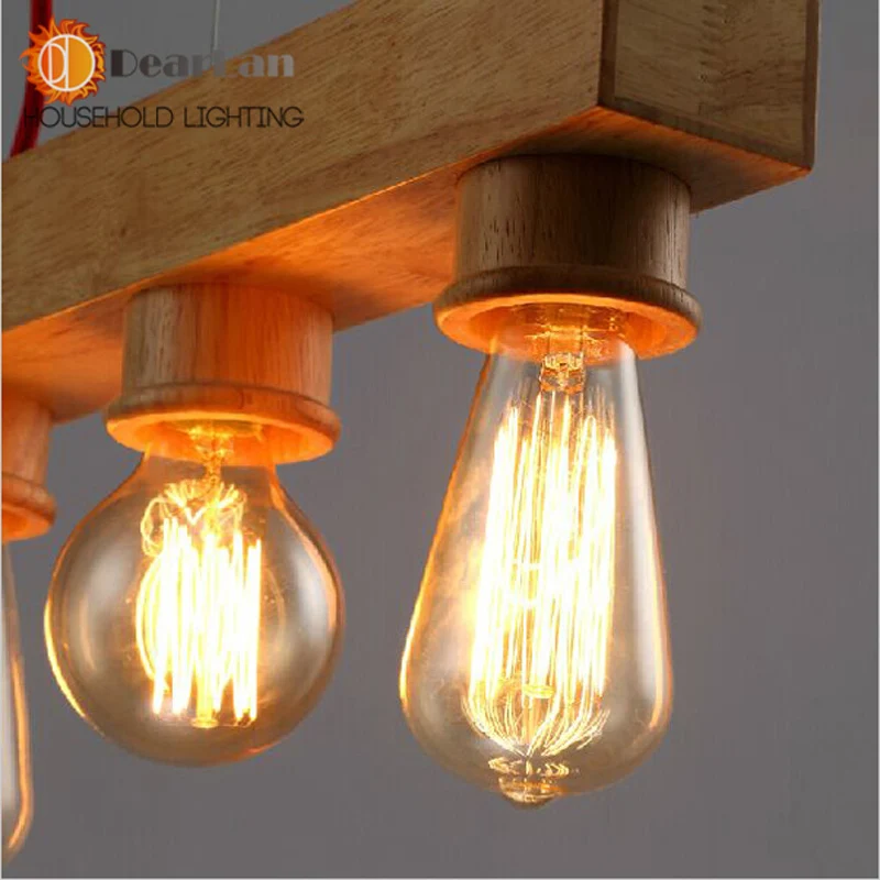 Подвесной светильник из чистого натурального дерева 5 лампочек Современная