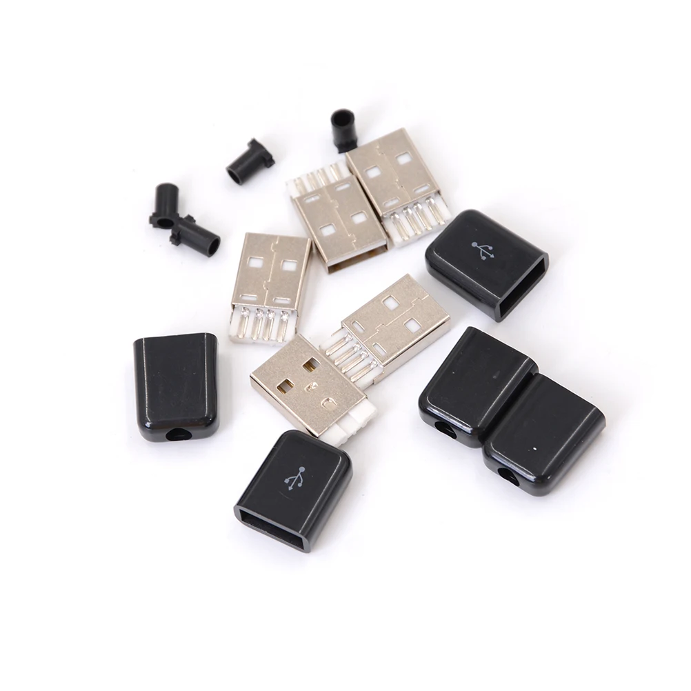 black 3mm 5X Тип штепсельную вилку 4 pin типа «папа» адаптер USB 2,0 разъем припоя Черный квадрат крышки люка Micro USB разъем кабеля для компьютера - Цвет: black 3mm