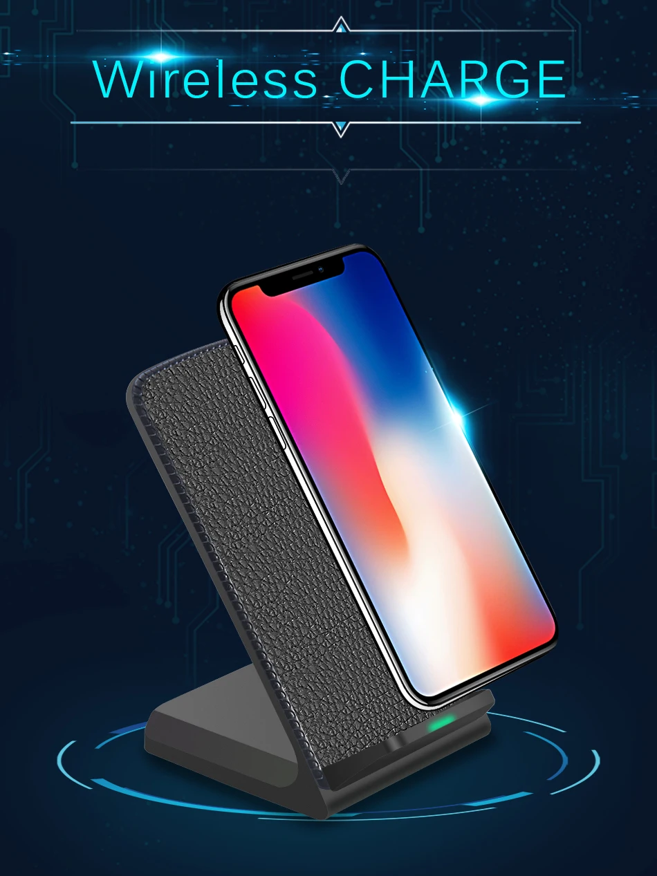 CinkeyPro QI Беспроводное зарядное устройство для iPhone X 8 10 samsung S6 S7 S8 с 2 катушками Быстрая зарядка 2,0 зарядная подставка адаптер держатель для зарядки
