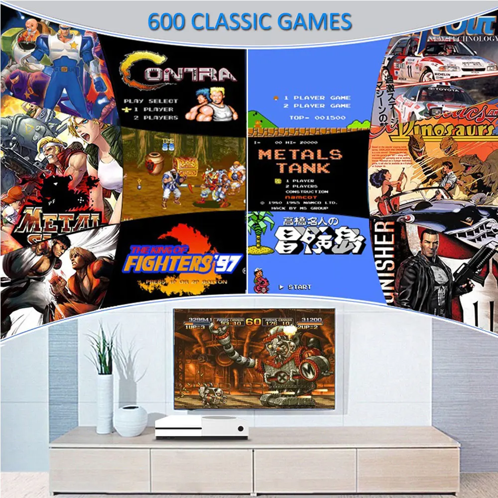 New HDMI Video Game Console 4GB TV Consoles with 600 Games Double Gamepad Family Player forGBA/NEOGEO Handheld Game Console