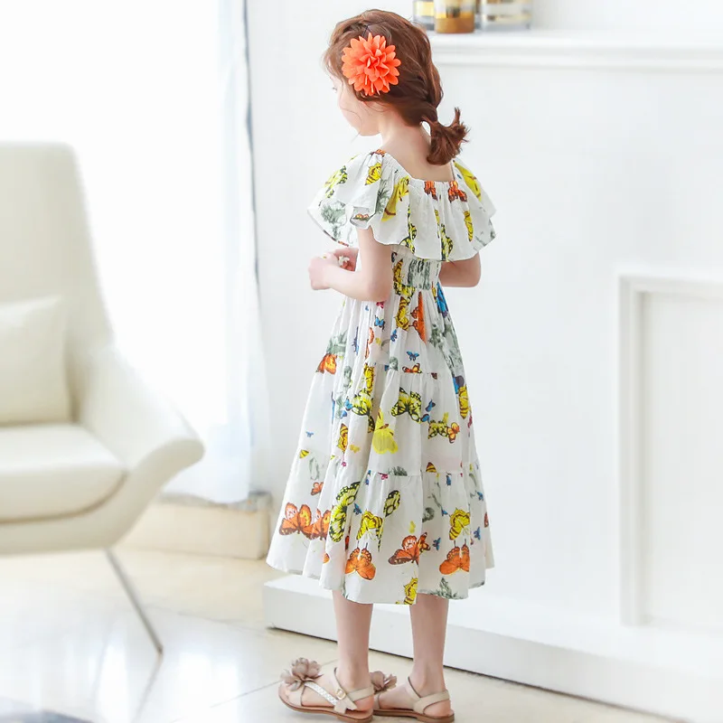 Макси длинные платья для маленьких девочек Лето 2020 новое платье с принтом и