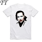 2019 Классическая футболка Мэрилин Мэнсон рок промышленная металлическая лента круглый вырез с коротким рукавом белая футболка Повседневная Уличная одежда мужские топы футболки