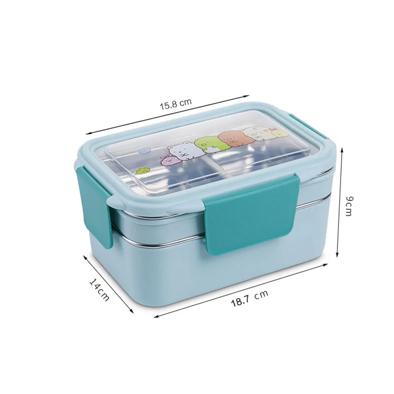 Двухслойный пищевой контейнер Bento Ланч бокс из нержавеющей стали для детей и