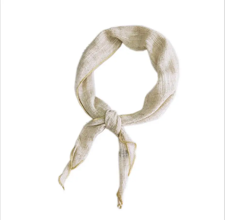 Однотонный треугольный шарф Женская Косынка пеньковая повязка на голову милая