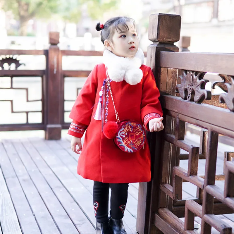Традиционный китайский стиль для девочек платье зимний костюм детское Чонсам с