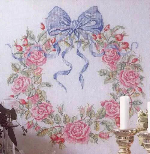 

Needlework,DIY Cross Stitch,Sets For Embroidery kits,14CT&16CT&18CT,Bow flower wreath