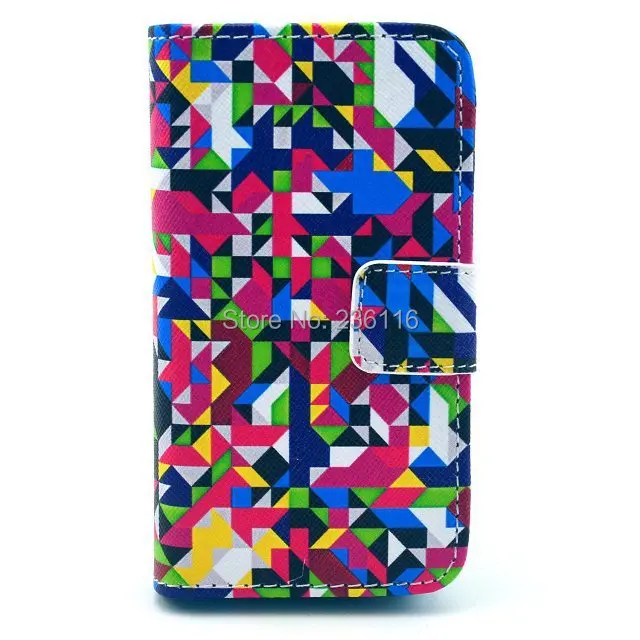 Diamond Puzzle Pattern PU Leather Case with Stand Cover for Apple iPhone 4 4S Shell |