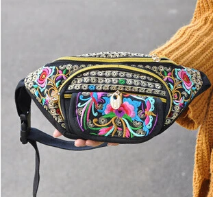 Сумка на талию с вышивкой винтажная сумка в этническом стиле переносная Холщовая