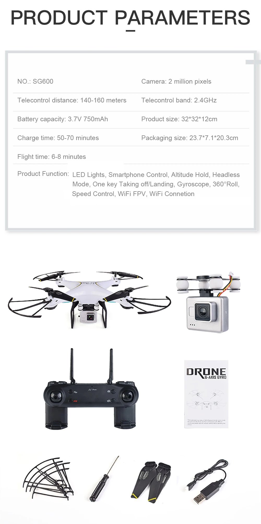 Teeggi SG600 FPV Радиоуправляемый Дрон с 2MP 720P WiFi HD камерой Квадрокоптер высота удерживает ключ возврата Вертолет VS X5SW X5HW Дрон