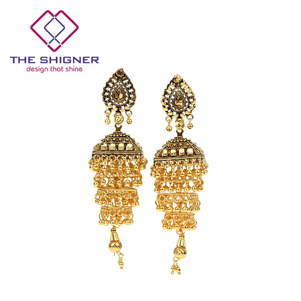 Античный этнический Индийский Золотой Серебряный цвет окисленный Jhumka Jhumki серьги