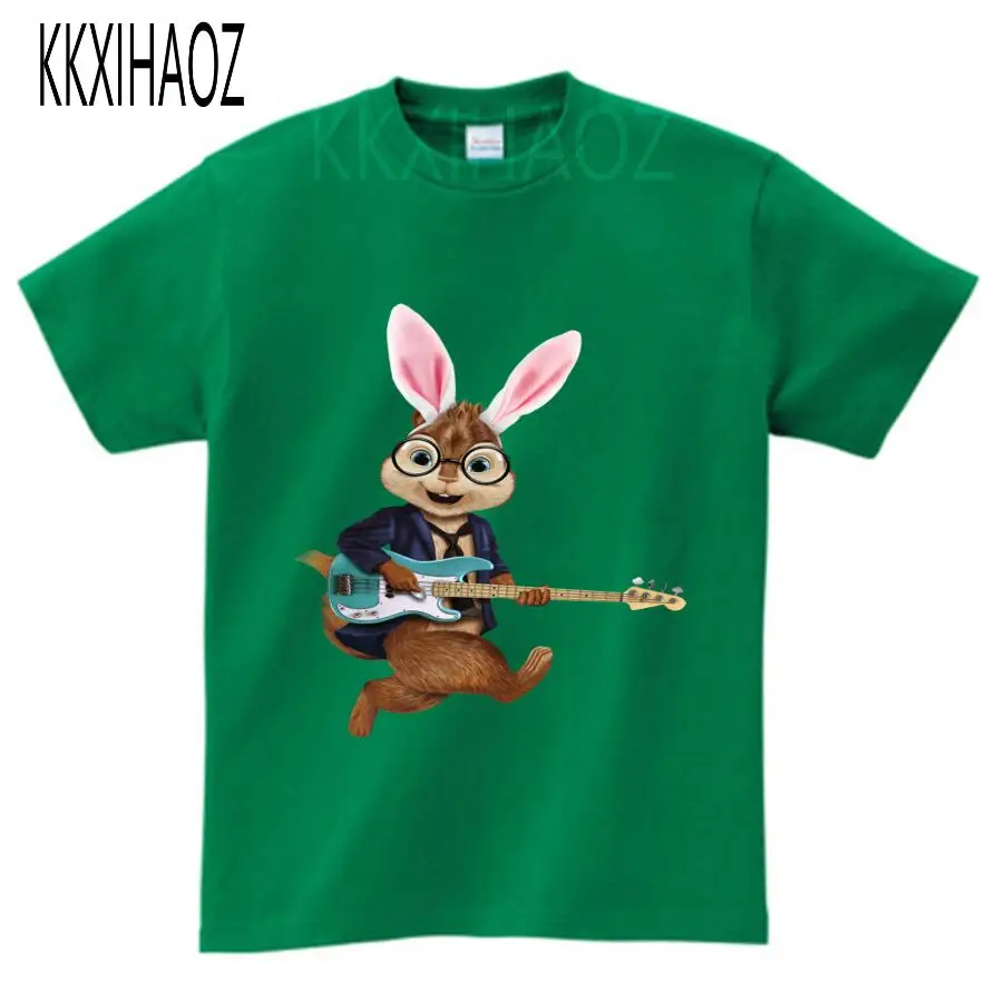 green childreT-shirt Лето, Детская футболка с короткими рукавами, куртки с изображением Алвина и чипмука, детская одежда с принтом животных, футболки для мальчиков и девочек, NN - Цвет: green childreT-shirt