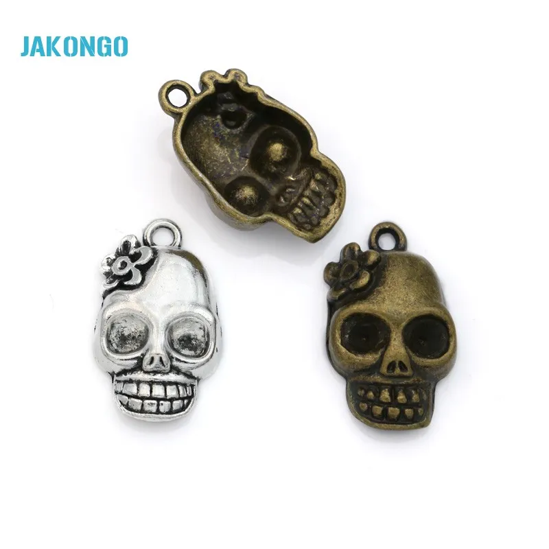 JAKONGO 10 шт. тибетская Серебряная бронзовая позолоченная подвеска с черепом для