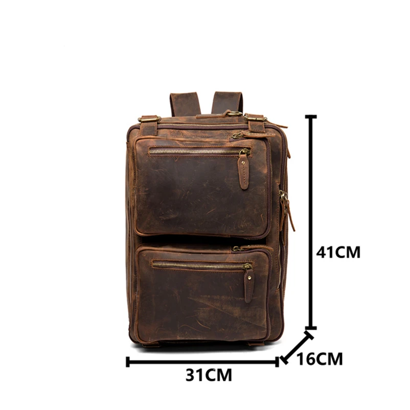 Рюкзак мужской из натуральной кожи Классический вместительный ранец на плечо
