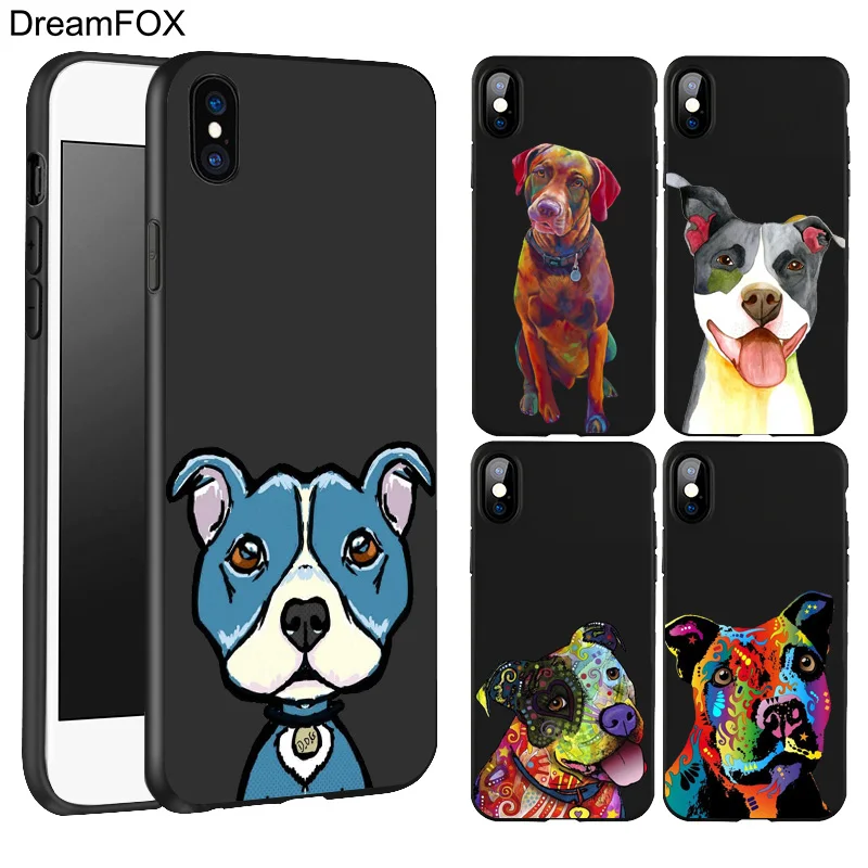 DREAMFOX L076 Pitbull Черный Мягкий ТПУ силиконовый чехол для Apple iPhone 11 Pro XR XS Max X 8 7 6 6S Plus 5 5S 5G