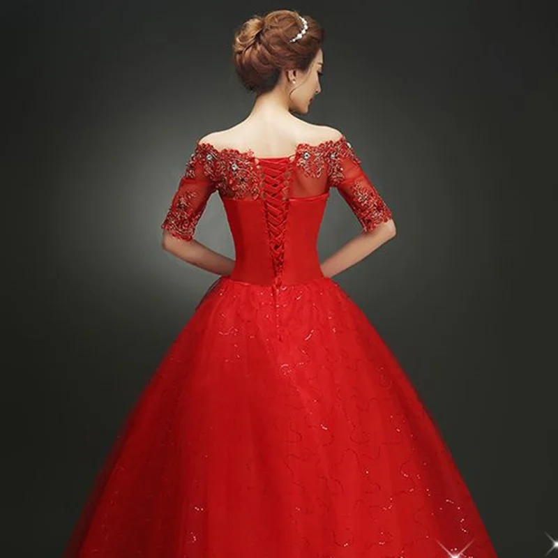 Свадебные платья Robe De Mariee Princesse Свадебные платья Аппликация половинные рукава пышные платья невесты аксессуар для невесты Корейский стиль TS426