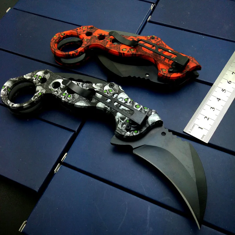 Нож Karambits в виде черепов тактический тренировочный складной Клинок для выживания